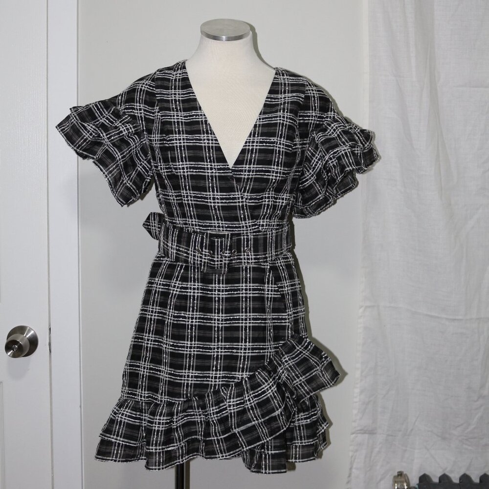 C/MEO Collective | CMEO Plaid Mini Dress in Black and White